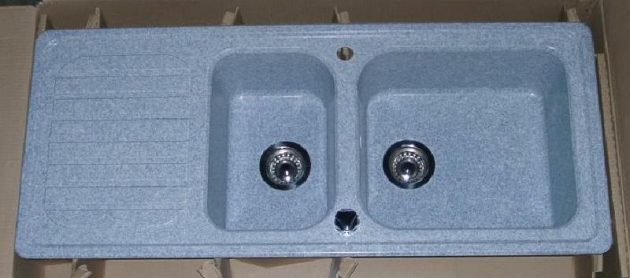CAREA Moorea/2 Doppelbecken-Spüle 117 x 50 cm Blau-Granit