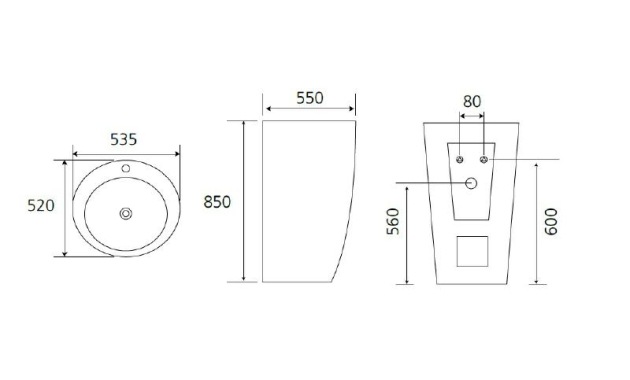 Aqva Design Stand-Waschtisch 021739700 WEISS