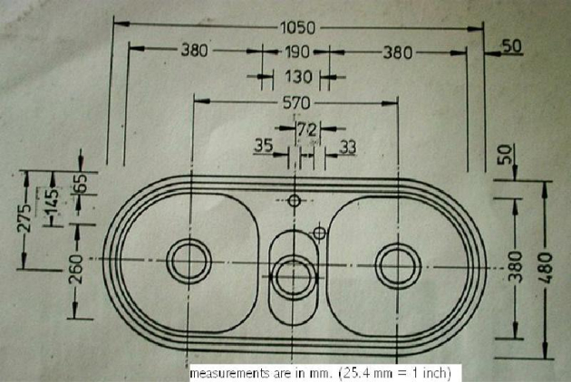 ALAPE Doppelbecken-Spüle 126 WEISS 105x48 cm