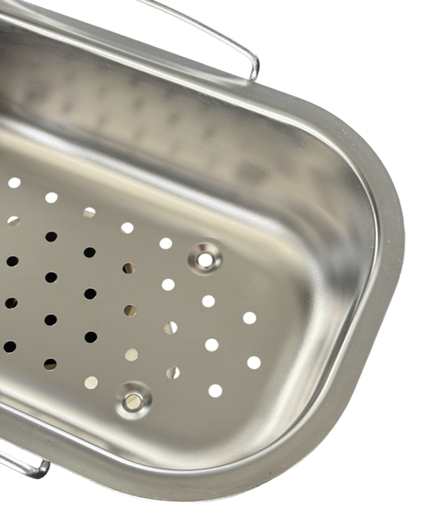 SUTER Resteschale für D3, D3U, I16U, IL100, IS100 u. OC-100 Edelstahl Abtropfschale Siebschale gelocht Spülbeckeneinsatz