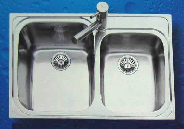 SUTER Dynamic D8 Edelstahl Doppelbecken-Spüle 84 x 56 x 25 cm