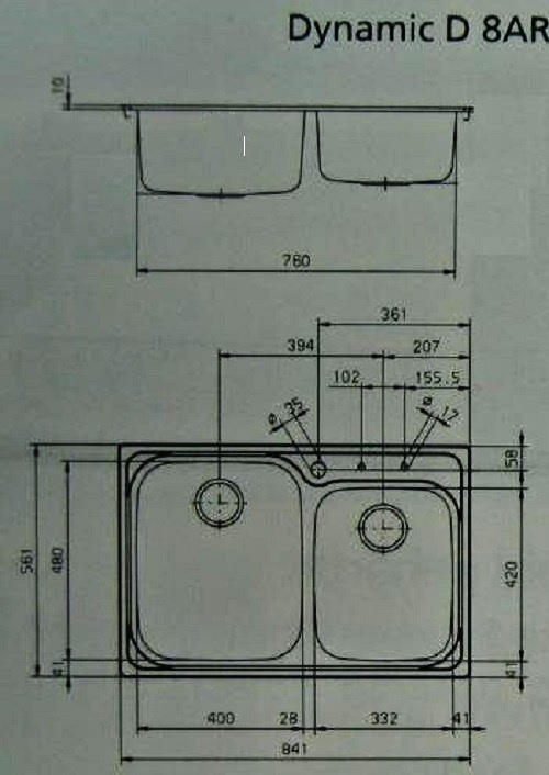 SUTER Dynamic D8 Edelstahl Doppelbecken-Spüle 84 x 56 x 25 cm