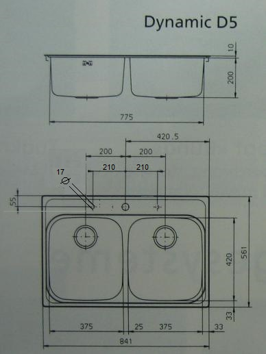 SUTER Dynamic D5 Edelstahl Doppelbecken-Spüle 84 x 56 x 20 cm