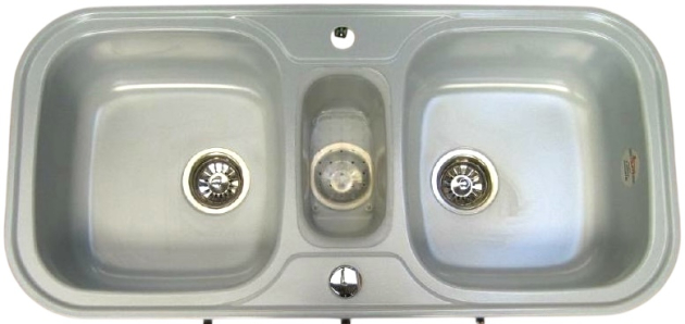 TEKA Prinz 2 Doppelbecken-Spüle Steingrau 100 x 48 cm