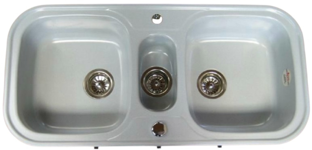 TEKA Prinz 2 Doppelbecken-Spüle Steingrau 100 x 48 cm