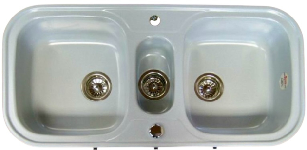 TEKA Prinz 2 Doppelbecken-Spüle Steingrau 100 x 48 cm