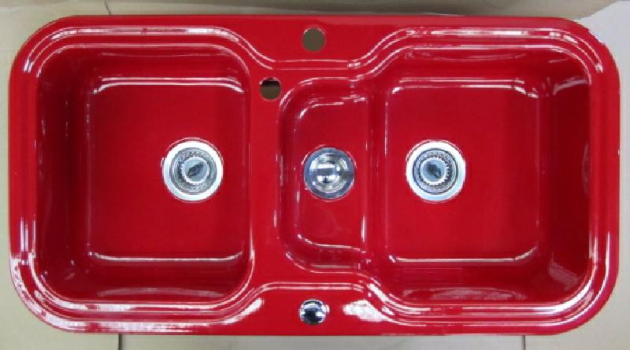 ALAPE Doppelbecken-Spüle 138 ROT 97x50,5 cm