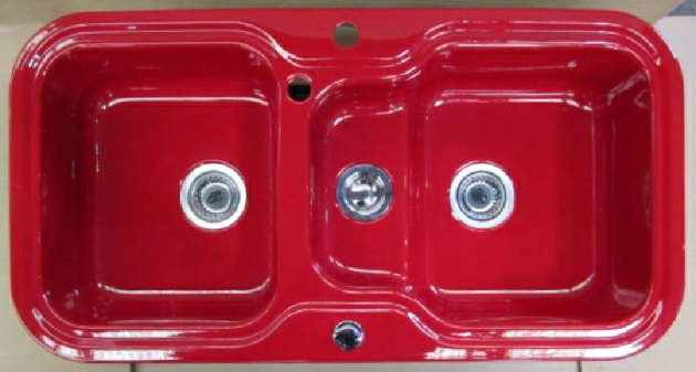 ALAPE Doppelbecken-Spüle 138 ROT 97x50,5 cm