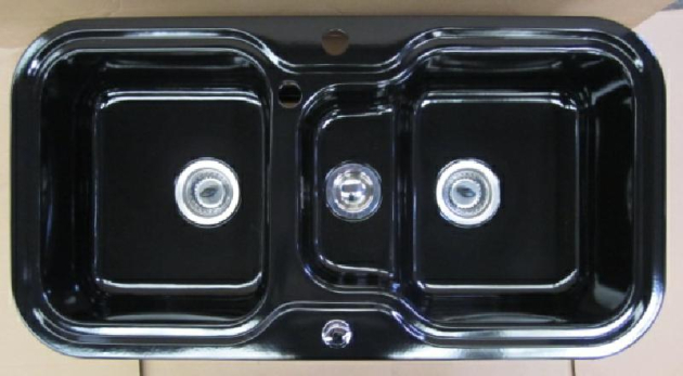 ALAPE Doppelbecken-Spüle 138 SCHWARZ 97x50,5 cm