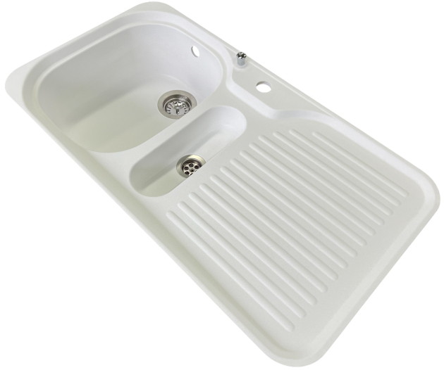 SUTER C-90 flächenbündige Spüle 89 x 49 cm Alpina-Weiss-Granit B-L