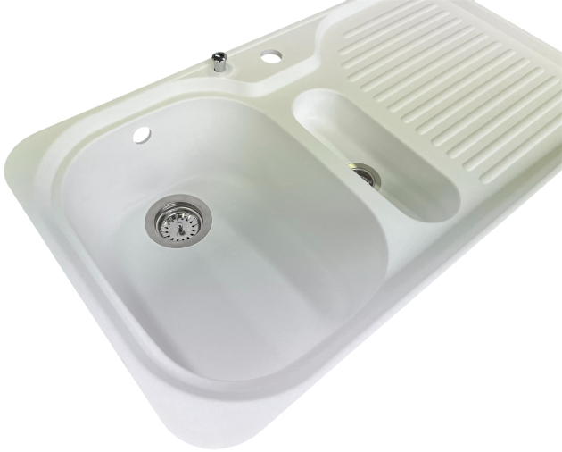 SUTER C-90 flächenbündige Spüle 89 x 49 cm Alpina-Weiss-Granit B-L