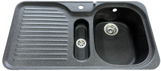 SUTER C-90 flächenbündige Spüle 89 x 49 cm Lava-Schwarz-Granit B-R