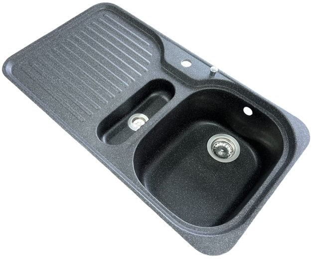 SUTER C-90 flächenbündige Spüle 89 x 49 cm Lava-Schwarz-Granit B-R