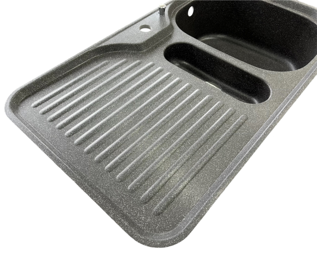 SUTER C-90 flächenbündige Spüle 89 x 49 cm Lava-Schwarz-Granit B-R