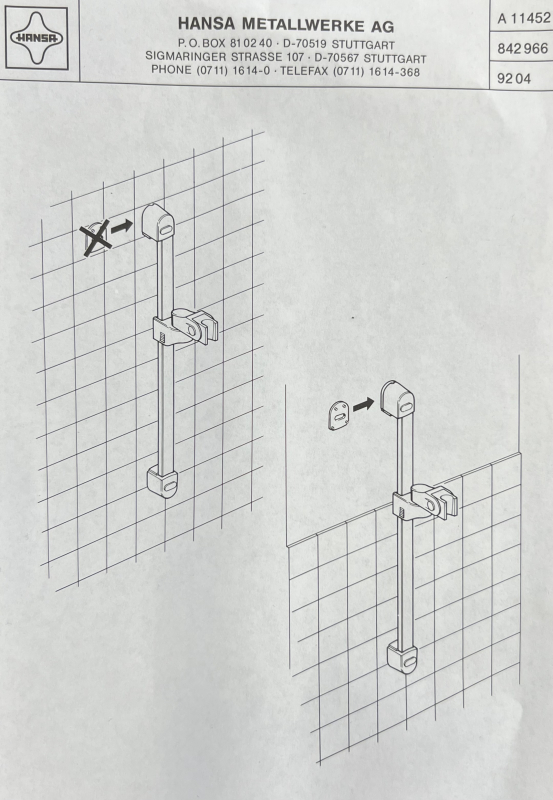 HANSA Brausestange / Duschstange 90 cm SCHWARZ