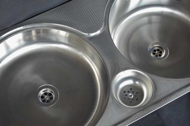 RIEBER Doppelbecken Spüle Einbauspüle Küchenspüle 86 x 43 cm Rundbecken LEINEN