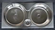RIEBER Doppelbecken Spüle Einbauspüle Küchenspüle 86 x 43 cm Rundbecken LEINEN