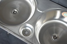 RIEBER Doppelbecken Spüle Einbauspüle Küchenspüle 86 x 43 cm Rundbecken LEINEN