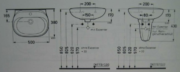 IDEAL STANDARD Inga Handwaschbecken MANHATTAN GRAU 50 x 38 cm