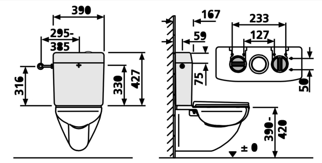 SANIT Spülkasten 961 Topstar Duo Aufsatzspülkasten Aufsitzend WEISS-ALPIN