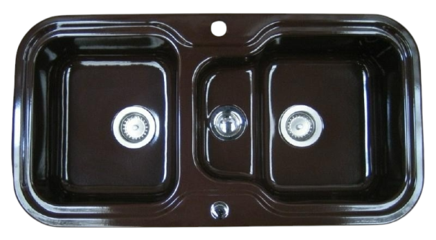 ALAPE Doppelbecken-Spüle 138 MOCCA-BRAUN 97x50,5 cm Doppelbeckenspüle, Küchenspüle Braun, Mocca Braune Spüle