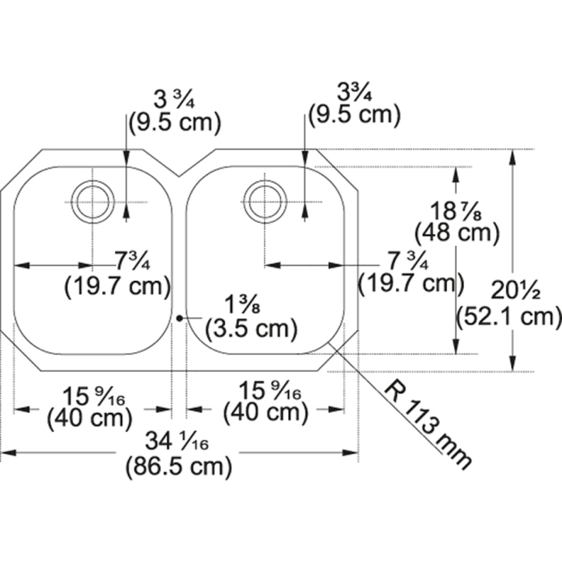 FRANKE Regatta RGX120 Unterbau-Spüle Edelstahl 86,5x52 cm (34 1/16x20 1/2)