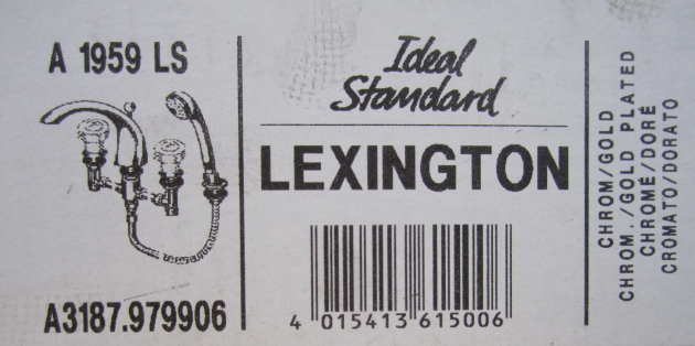 Lexington 4-Loch Armatur Badewannenarmatur Handbrause Schlauch Chrom Gold