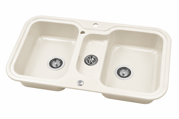 ALAPE 138 Doppelbecken-Spüle IVORY ELFENBEIN 97x50,5 cm