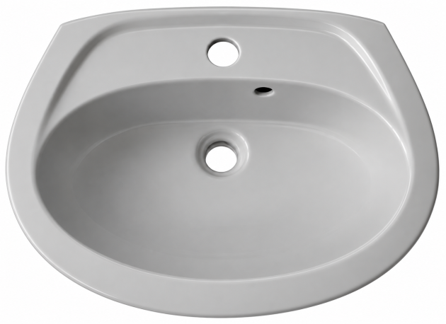 NOVO-BOCH Waschbecken 51 x 35 cm Manhattangrau – Handwaschbecken Waschtisch Keramik mit Hahnloch und Überlauf Manhattan Grau