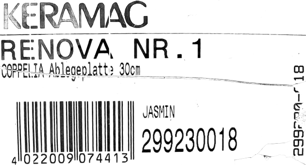 Keramag Renova 30cm Keramik-Ablage Ablegeplatte Badablage JASMIN