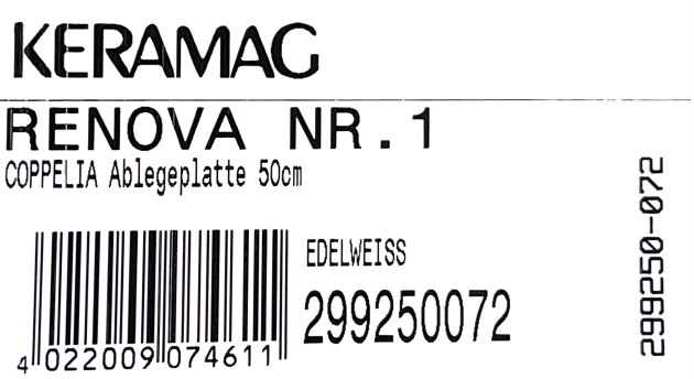 Keramag Renova 50cm Keramik-Ablage Platte Badablage EDELWEISS