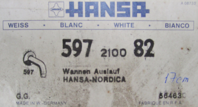 HANSA Hansa-Nordica Wanneneinlauf Standeinlauf Wannenauslauf Weiss