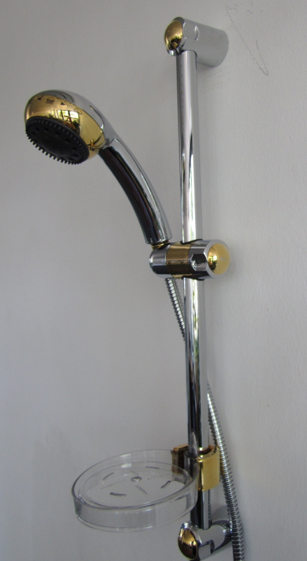 Supreme Brausekombination Brausestange Handbrause Duschkopf Chrom Gold