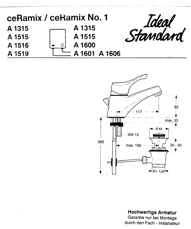 IDEAL STANDARD Ceramix Waschbeckenarmatur CHROM