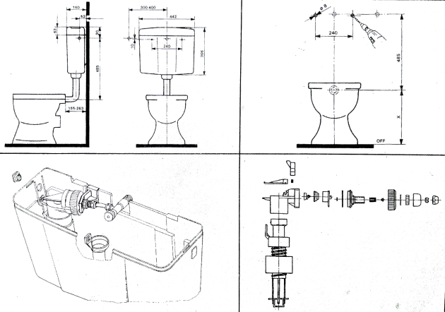 SANIT Brillant 926 Spülkasten Bahamabeige Beige Aufputzspülkasten Start-Stop 6–9L Aufputz Toilettenspülung Kastenspüler Klospülung