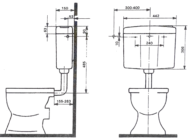 SANIT Brillant 926 Spülkasten Bahamabeige Beige Aufputzspülkasten Start-Stop 6–9L Aufputz Toilettenspülung Kastenspüler Klospülung