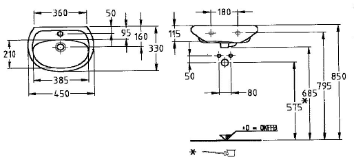 KERAMAG Mango Waschbecken Handwaschbecken 45x33 cm Jasmin