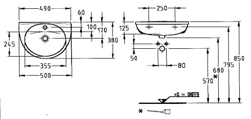 KERAMAG Felino 50x38 cm Waschbecken Handwaschbecken Natura