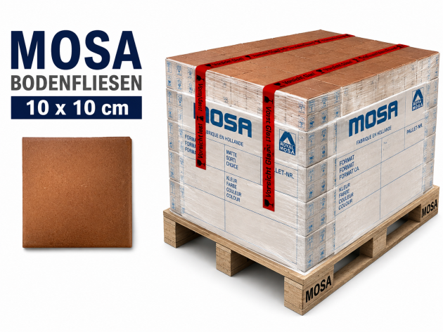 MOSA Keramik S91 Steinzeug Bodenfliesen 10x10 cm Braun (Palettenverkauf)