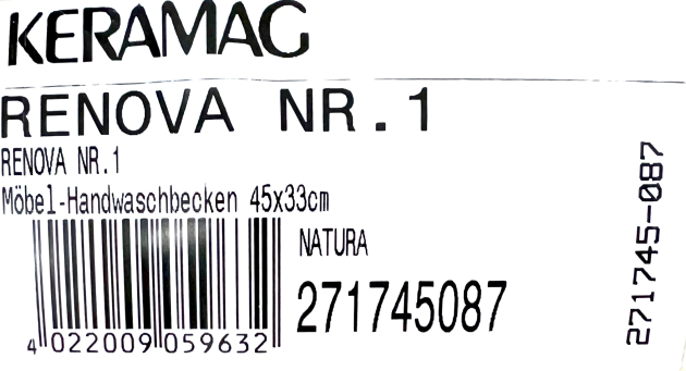 KERAMAG Renova Nr. 1 Möbel-Handwaschbecken Waschbecken 45 x 33 cm Natura