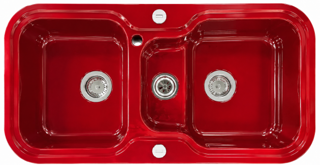 ALAPE Doppelbecken-Spüle 138 ROT 97x50,5 cm