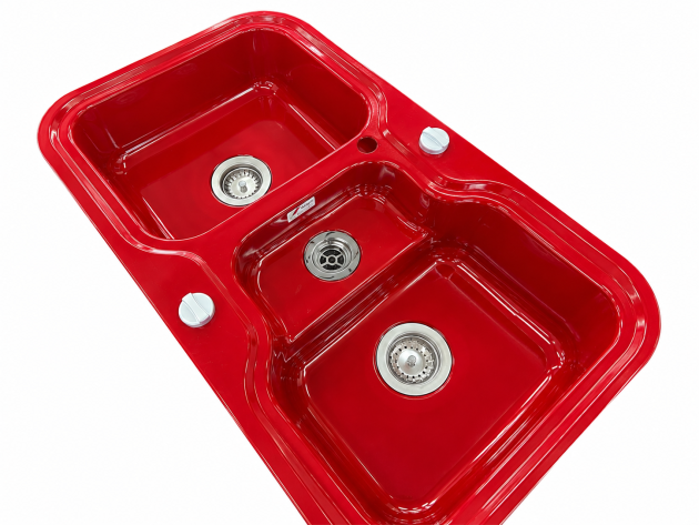 ALAPE Doppelbecken-Spüle 138 ROT 97x50,5 cm