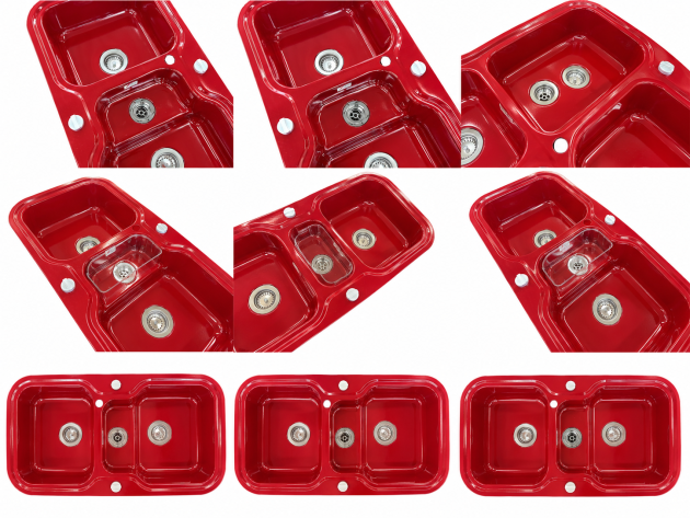 ALAPE Doppelbecken-Spüle 138 ROT 97x50,5 cm