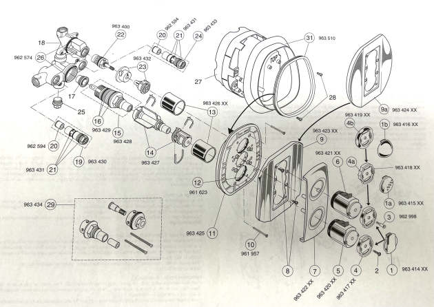 Bausatz 2 - Ceratop Oberteile Unterputz-Duscharmatur Edelmessing