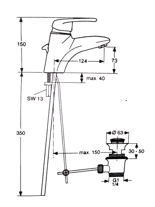 IDEAL STANDARD Idyll Waschbeckenarmatur Chrom Edelmessing Mischbatterie Waschtisch, Waschbeckenmischer Chrom, Badezimmerarmatur Ideal Standard, Hochdruckarmatur Waschbecken