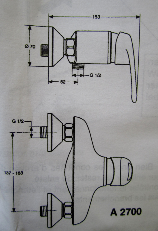 Idyll Duscharmatur Duschwannenarmatur Brausebatterie Weiss Edelmessing