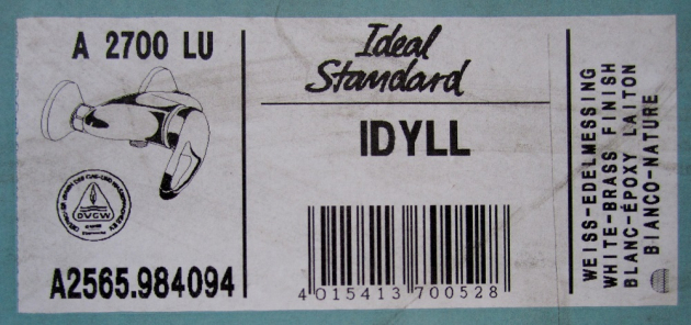 Idyll Duscharmatur Duschwannenarmatur Brausebatterie Weiss Edelmessing