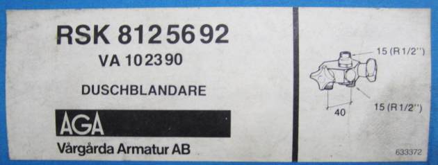 VARGARDA AGA RSK Duscharmatur Brausebatterie Duschblandare Chrom-Braun