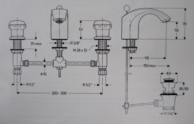Ideal Standard Dallas 3-Loch-Armatur Waschbeckenarmatur CHROM