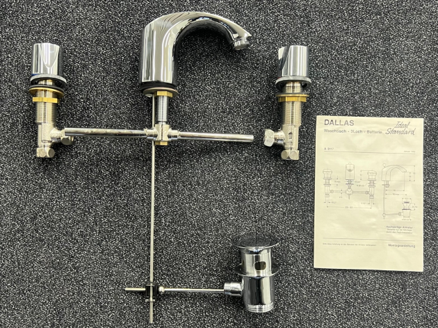 Ideal Standard Dallas 3-Loch-Armatur Waschbeckenarmatur CHROM